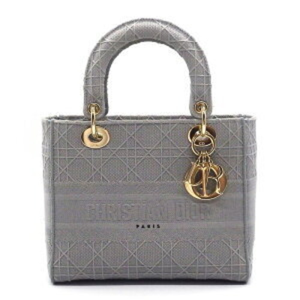 Dior Lady Delight Shoulder Bag Gray Cannage Embroidery